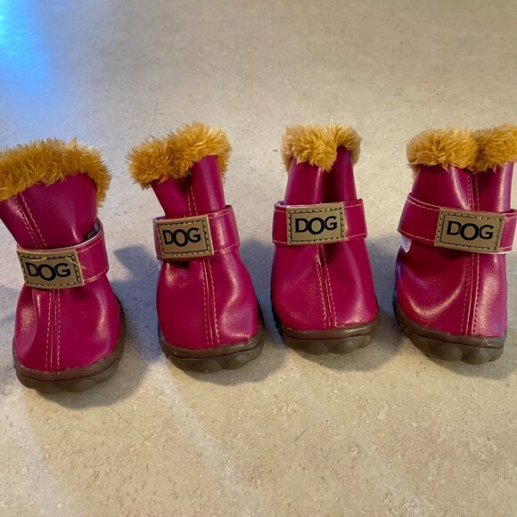 Dog Booties size small Pink and Brown Ugg Style - Picture 1 of 8